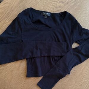 Topshop Classic Black Cropped Long Sleeve Tee